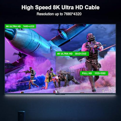 8K Fiber Optic HDMI Cable, 48Gbps Ultra High-Speed HDMI 2.1 Cable 8K@60Hz 4K@120Hz Dynamic HDR/eARC/HDCP 2.3, Directional HDMI Cord Compatible with Game Console PS5 Xbox Series X/Blu-ray/TV (30 ft) - size: 30 ft