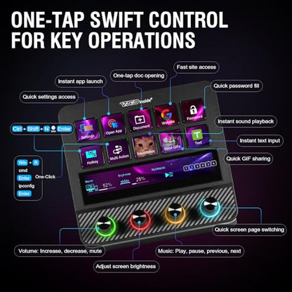 Macro Pad, Streaming Deck Stream Controller Soundboard Keypad, Programmable Keys USB Shortcut Keyboard for Gamer Streamer, Audio Mixer for OBS, YouTube, Office Desk Setup, PC, Mac - color: Black