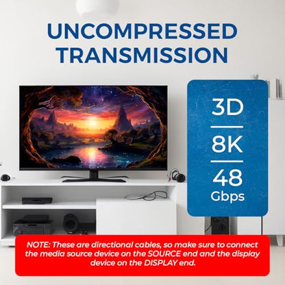 OREI 8K HDMI 2.1 Fiber Optic Cable 150ft - AOC, 48Gbps, 8K@60Hz, HDR10+, 3D - size: 150FT