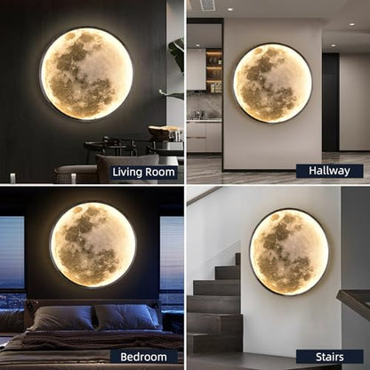 QIYIMEILUX Large Moon Wall Sconce Plug in Modern LED Dimmable Wall Light with Remote Control 23.6 inch 31W Black Wall Lamp Indoor Wall Mounted Lighting Ceiling Light for Living Room Bedroom - color: 23.6in Moon Black