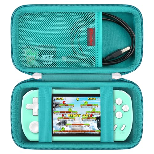 Elonbo Carrying Case for TEBIYOU/ WELLST·G/ TaddToy/ Beijue/ FAMILY POCKET/ CCTU/ X-JOYKIDS/ GREENCREEK/ Beico/ KAVOYI/ GuaiyeyeAP Handheld Game Console, Portable Electronic Gaming Player Bag, Green+ - color: Green+ Inside Green