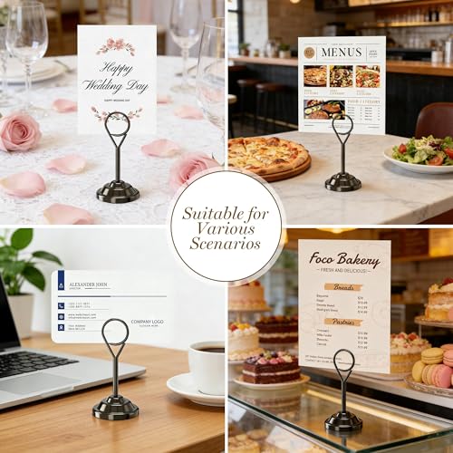 Urban Deco 16 Pieces Table Card Holder Place Card Holders 4 inches Steel Card Holders for Photos, Food Signs, Memo Notes, Weddings, Restaurants, Birthdays (Nickel Black Round) - color: Nickel Black Round