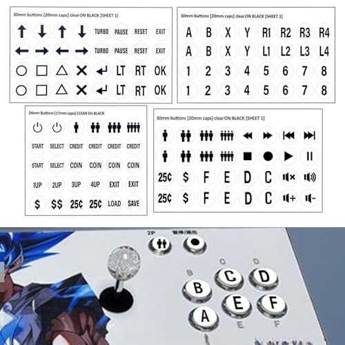 White Arcade Game Button Stickers (24mm/30mm Die-Cut Labels), Compatible with Standard Arcade Game - color: Game Button Labels Stickers White* 4 Pcs