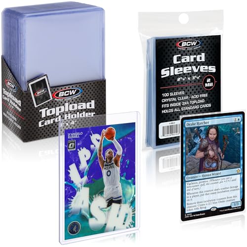 BCW Card Sleeves and Toploaders for Card Combo | Premium Top loaders for Cards and Acid-Free Penny Sleeves | Great for Football, Magic The Gathering, Pokemon, and Baseball Card Protectors 100 Count