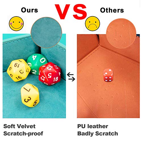 SIQUK 4 Pieces Dice Tray Hexagon Dice Rolling Holder Folding PU Leather Dice Trays for Dice Games Like RPG, DND and Other Table Games (Cyan, Pink, Violet and Black) - color: Cyan, Pink, Violet and Black