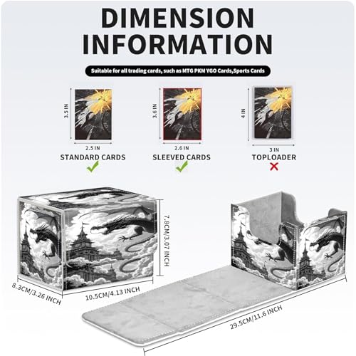 PU Leather Deck Box for MTG Commander Cards, Fits 100+ Double Sleeved Cards, Secure Magnetic Trading Card Storage Case for TCG CCG,Ancient Dragon Clock - color: Ancient Dragon Clock