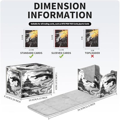 PU Leather Deck Box for MTG Commander Cards, Fits 100+ Double Sleeved Cards, Secure Magnetic Trading Card Storage Case for TCG CCG,Ancient Dragon Clock - color: Ancient Dragon Clock