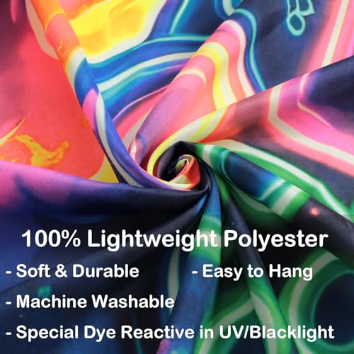 Manicer Blacklight Gaming Tapestry, Cool Neon Game Controller Wall Hanging for Boys Teens, UV Reactive GAME OVER Abstract Art 3D Gaming Poster Tapestries for Bedroom, Play Room - 51.2" x 59.1" - size: 59.1"L x 51.2"W