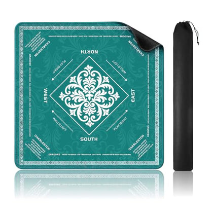 KJGNHQA Green Mahjong Mat for Table 32.5"x32.5" - color: Green