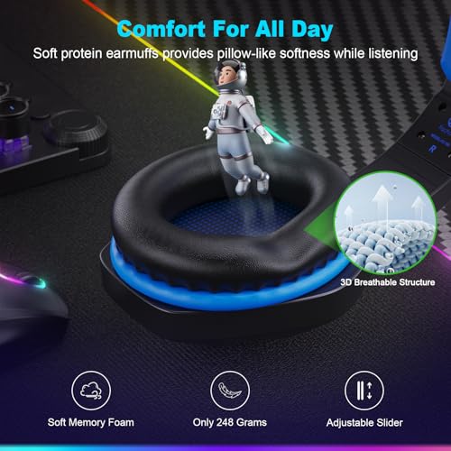Fachixy FC100 Wireless Gaming Headset with Microphone for PS5, PS4- Gamer Headset with Mic - Bluetooth Headphones with 50Hrs Battery Life - for PC, Mac, Tablets, Switch and Smartphones