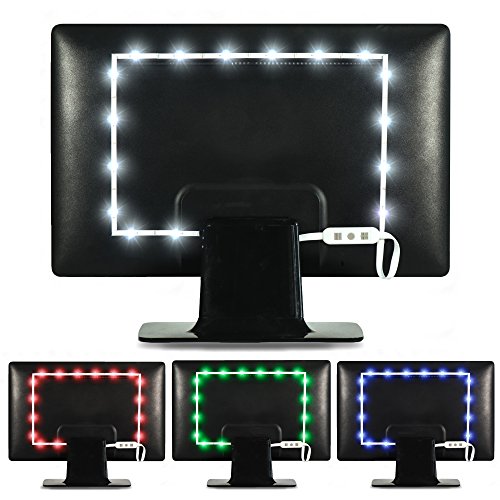 LED Strip Lights Backlight, USB Light Strips w/Remote for 15 Ambient Color Bias Lighting Options & 10 Brightness Modes, for TV/Computer Decor/Indoor Use, Size(<24" TV) - size: Pro: Small (<24 in TV)
