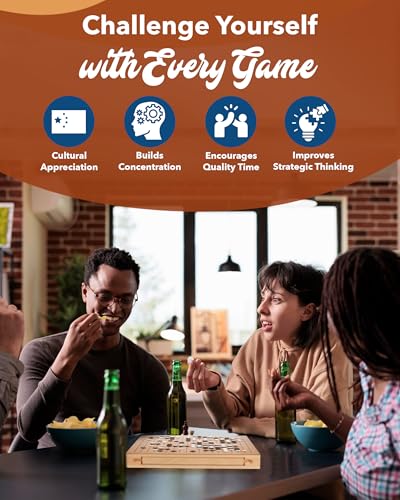WE Games Go Game Set 12 Inch - Traditional Go Set with Pull-Out Storage Drawers, Portable Wood Veneer Goban, Strategy Board Games for Adults, Go Board Game