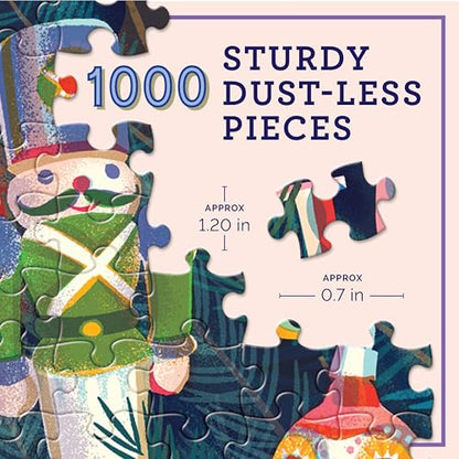 eeBoo Holiday Ornaments 1000 Piece Square Puzzle, 23" x 23" Christmas Theme | Double coated, sturdy & dust free pieces with a satisfying snap. Includes full color reference insert. Vibrant, original art - style: Holiday Ornaments