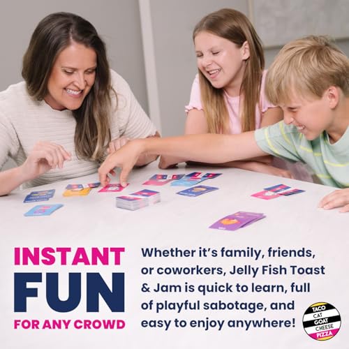 Jelly Fish Toast & Jam Card Game by Taco Cat Games, Ages 7+, 2-6 Players | Strategy card game, collection & sabotage mechanics, pun-filled cards, shifting objectives, compact for travel, quick rounds