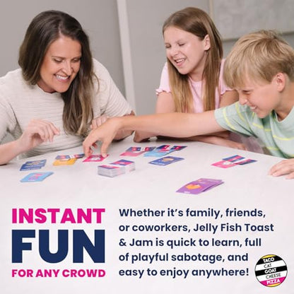 Jelly Fish Toast & Jam Card Game by Taco Cat Games, Ages 7+, 2-6 Players | Strategy card game, collection & sabotage mechanics, pun-filled cards, shifting objectives, compact for travel, quick rounds
