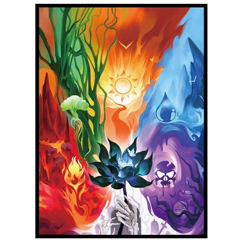 Kabinka MTG Card Sleeves - 100 Standard Size Pack Clear Front & Matte Finish Back MTG Sleeves(Lotus Five Elements) - color: Lotus Five Elements