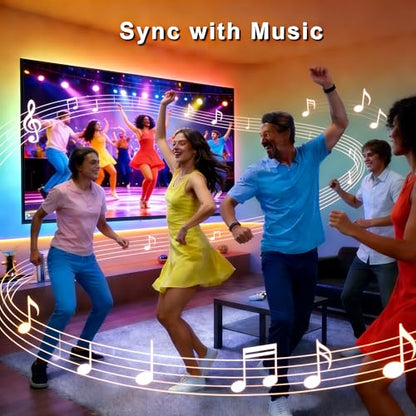 TV Backlight,12.5ft Music Sync Bluetooth TV Lights, 55-65" | USB Powered Smart Led Strip Lights, Immersive Behind TV LED Lights for Gaming, Movie