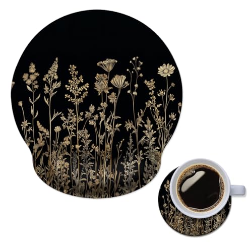 Mouse Pad with Wrist Support, Ergonomic Mouse Pad with Memory Foam Wrist Rest Cushion, Non-Slip Rubber Base Gaming Mice Pad for Home Office Computer Laptop,Wild Floral - color: Wild Floral