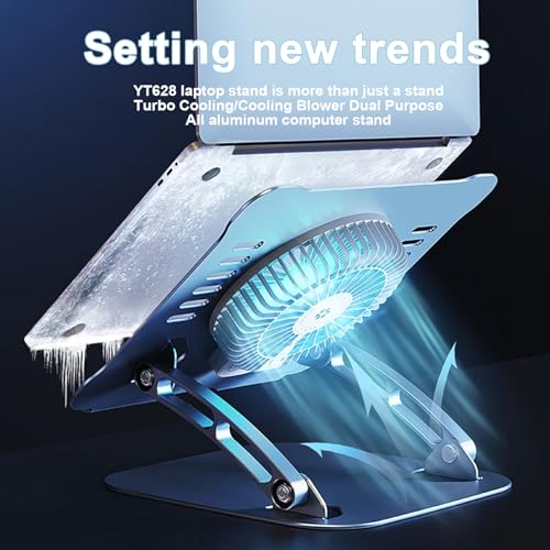 Laptop Cooler Cooling Pad Stand - Slim Ergonimic Laptop Stand for Desk, 3 Speed Cooling Fan Adjustable Height Laptop Cooling Stand for MacBook 11-15.6 Inch (Silver), YT628-2