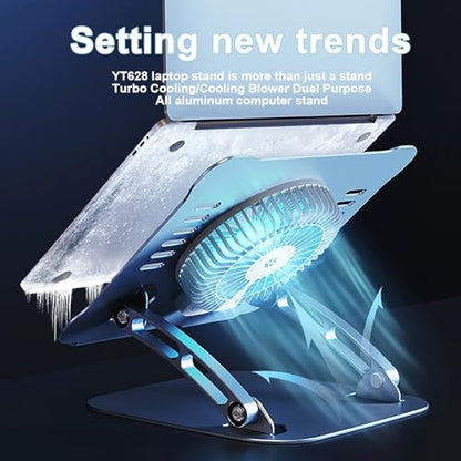 Laptop Cooler Cooling Pad Stand - Slim Ergonimic Laptop Stand for Desk, 3 Speed Cooling Fan Adjustable Height Laptop Cooling Stand for MacBook 11-15.6 Inch (Silver), YT628-2