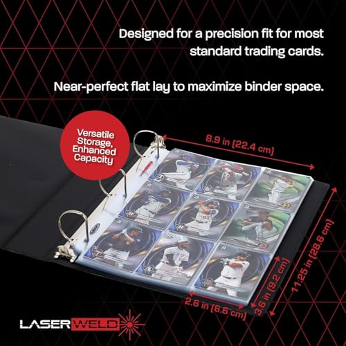 BCW LaserWeld 9 Pocket Pages - 50 Page Pack | Glass-Like Clear Flat Lay | Premium Ultra Flat and Clear Pocket Pages for Cards | Trading Card Binder Sleeves for Pokemon, MTG, Baseball, Basketball - style: 50 Pack