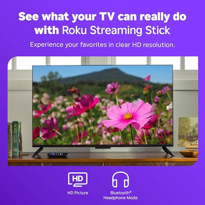 Roku Streaming Stick HD with Voice Remote | Compact 4K Streaming Device for TV with Roku Voice Remote & Long-Range Wi-Fi - Free & Live Local News, Sports - style: HD