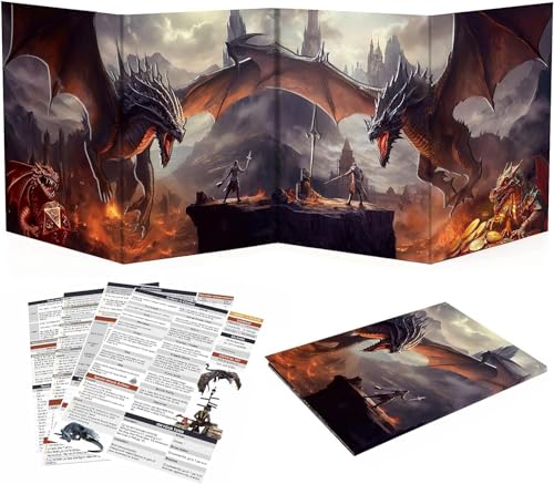 Haxtec DND DM Screen, Master Screen with Inserts Compatible with Dungeons and Dragons Board Game Masters, TTRPG Accessories DND Gifts for DM Dungeons Masters, DND Starter Set - color: Black Brown