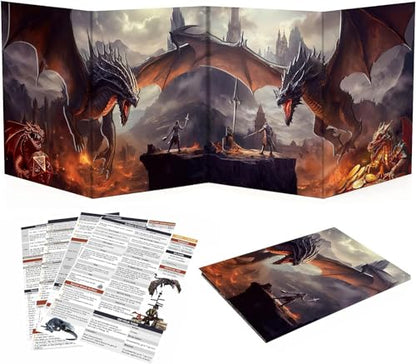 Haxtec DND DM Screen, Master Screen with Inserts Compatible with Dungeons and Dragons Board Game Masters, TTRPG Accessories DND Gifts for DM Dungeons Masters, DND Starter Set - color: Black Brown