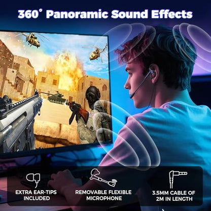 BlueFire Wired Gaming Earbuds with Microphone, Deep Bass in-Ear Monitors Earphones, HiFi Noise Cancelling Headphones for Music Gaming Video Calling