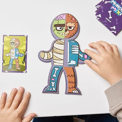 Miniland Monster-Creating Board Game for Kids +5, Comes with 48 Pieces, Challenge Cards and Dice, Develops Symmetry and Concepts of Left-Right | Monster Mix - color: Monster Mix