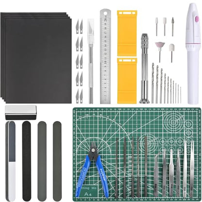 Professional 53 PCS Gundam Model Tools Kit Hobby Building Tools Craft Set Gundam Modeler Basic Tools for Basic Model Building, Repairing and Fixing - color: 53pcs