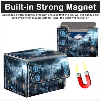 Card Deck Box for MTG Trading Cards with Magnetic Closure,Premium Card Storage Box Case Cover for TCG CCG Magic Cards,Fantasy Castle - color: Fantasy Castle