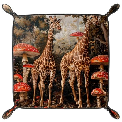 Giraffes Mushrooms Dice Tray Dice Rolling Tray Folding Dice Holder for Dice Games, Like RPG, DND and Other Table Games - color: Multi 12