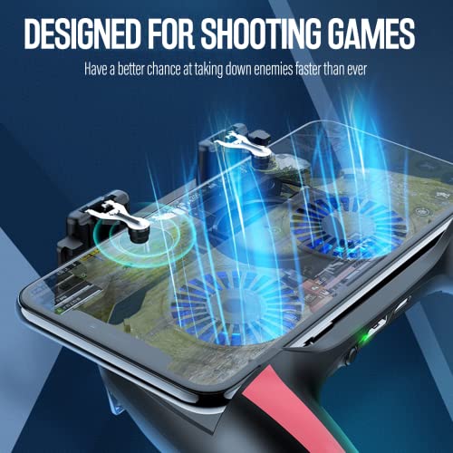 Mobile Game Controller with 4000mAh Power Bank & Cooling Fan, L1R1 Triggers Joystick for PUBG/Call of Duty/Fortnite, Gaming Grip Gamepad for 4.7-7" Android iOS Phone