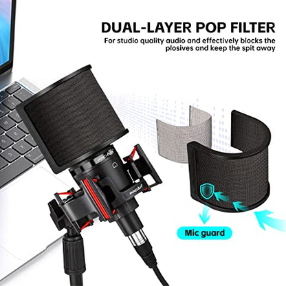 XLR Podcast Microphone Professional Cardioid Condenser Microphone for PC Computer Studio XLR Mic Kit for Recording/Podcasting/Streaming/Voice Over/ASMR/Home Studio/YouTube with Desktop Stand | 48V power required.XLR podcast mic for vocals, voiceovers and