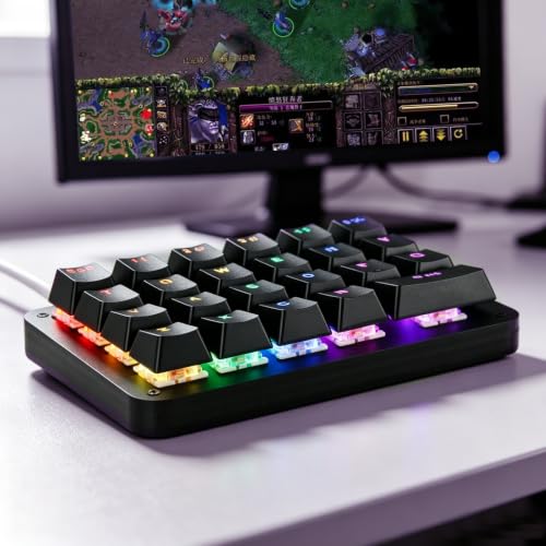 Koolertron One Handed Macro Mechanical Keyboard, RGB LED Backlit Portable Mini One-Handed Mechanical Gaming Keypad 23 Fully Programmable Keys Blue Switches - style: 23 Keys/RGB Backlit/Blue switches