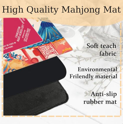 Chinese Dragon Mahjong Mat 31.5 x 31.5 Inch, Traditional Red Oriental Chinoiserie Non-Slip Noise Reduction Mahjong Table Mat for American Mah Jong Poker Card Board Games Dominoes - color: Chinese Dragon