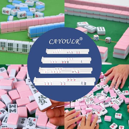CAYOULR Mahjong Racks with Pushers Set of 4 Clear Acrylic Tile Racks | Portable Mahjong Racks One-Piece Mahjong Pushers Majiang Tile Racks for Family Game American Mahjong Gifts Accessories - color: Transparent