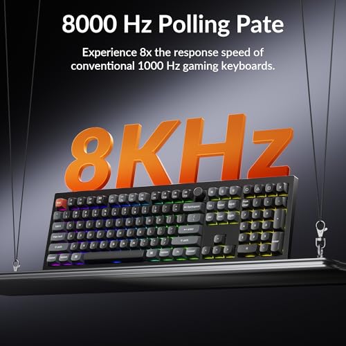 Keychron V6 Ultra 8K Wireless Mechanical Keyboard, 8000Hz Polling Rate Tri-Mode (2.4G/BT/Wired) Full Size Gaming & Office Keyboard, Hot-swappable Banana Switches, ZMK/Web Launcher, for Mac/Win/Linux - style: Banana Switch