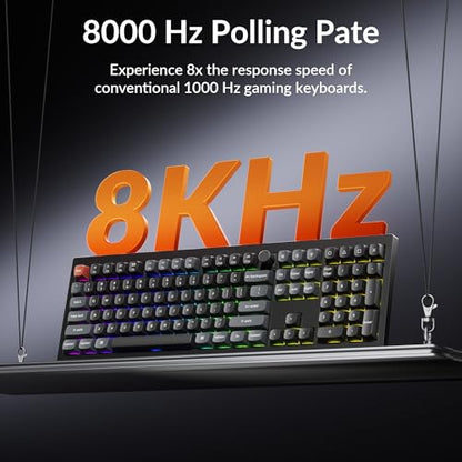 Keychron V6 Ultra 8K Wireless Mechanical Keyboard, 8000Hz Polling Rate Tri-Mode (2.4G/BT/Wired) Full Size Gaming & Office Keyboard, Hot-swappable Banana Switches, ZMK/Web Launcher, for Mac/Win/Linux - style: Banana Switch