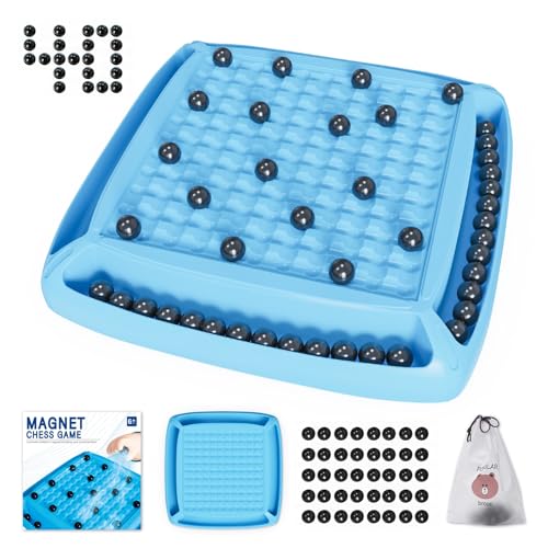 Magnet Game, Board Game for Kids 8-12, Magnetic Game Chess Set for Kids and Adults Family and Friend Games Night, Magnet Chess Game 40 Piceses, 2-4 Players (Cyan) - color: Cyan