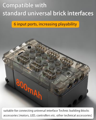 Power Functions RC Kit, 6-Channel Input Ports Adjust Speed Remote Control & Lithium Battery Box, Both Rechargeable, Programmable, MOC, for Technic Building Block Accessories, Adult