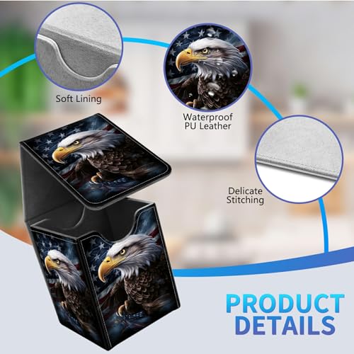 Card Deck Box for Trading Cards,MTG Commander Deck Box Fits 100+ Single Sleeved Cards,Leather Magnetic Card Storage Box for YuGiOh TCG CCG Cards,America Eagle - color: America Eagle