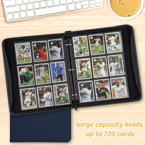 Trading Card Binder, Card Collection Binder Album Folder with 720 Side Loading Pockets, 9 Pocket Trading Card Album Folder for TGC,MTG, Baseball Cards, Yugioh - color: A-blue