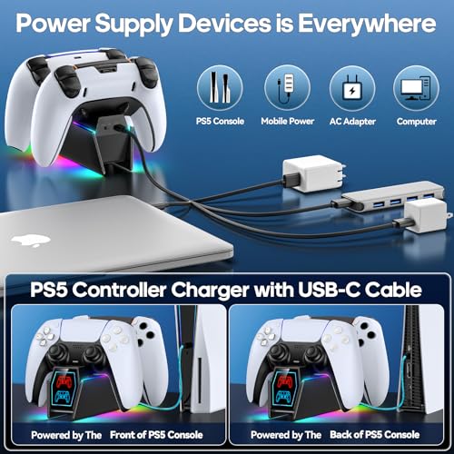 PS5 Controller Charger Station Compatible with PlayStation 5 Faceplates Edge & Dual Controller, 9 Lightings PS5 Accessories Charging Station, PS 5 Dock Stand with LED for Sony for PlayStation Consoles - color: Deep Black
