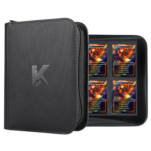 336 Card Binder, 4-Pocket Zipper Binder for Trading Cards, Side Loading Water-Resistant Album for MTG, TCG & Sports Cards (Black) - color: Card Binder 4 Pocket Black