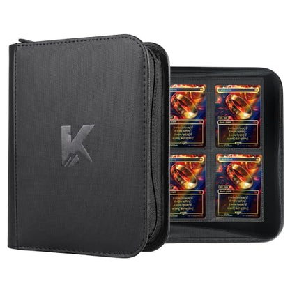 336 Card Binder, 4-Pocket Zipper Binder for Trading Cards, Side Loading Water-Resistant Album for MTG, TCG & Sports Cards (Black) - color: Card Binder 4 Pocket Black