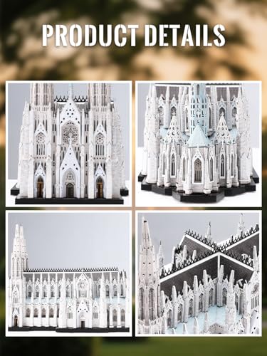 Piececool 3D Metal Puzzles for Adults, St. Patrick's Cathedral Model Kits,New York Cathedral Architecture Building Kits, DIY Hobbies Crafts for Adult Family Time,Home Decor Best Gifts