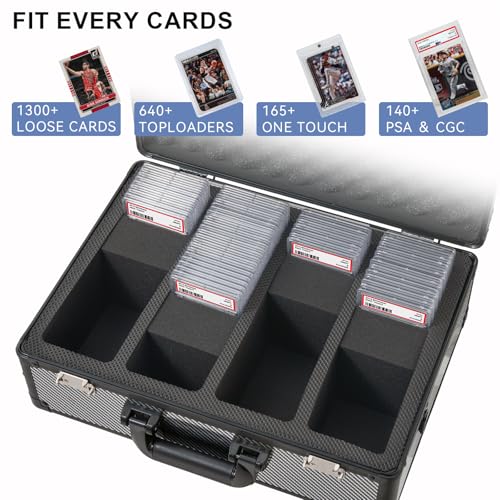 Graded Card Storage Box – Aluminum Alloy Trading Cards Storage Box with Combination Lock - Holds 140+ Graded Cards, Sports Card Case, Fits PSA, CSG, BGS (Carbon Fiber) - color: Carbon Fiber