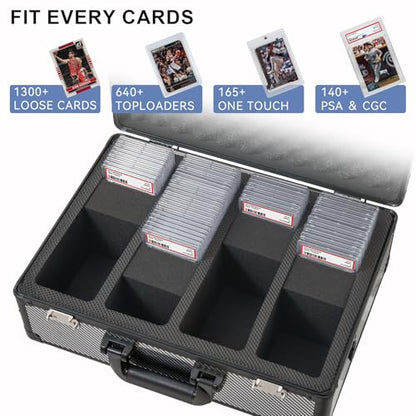 Graded Card Storage Box – Aluminum Alloy Trading Cards Storage Box with Combination Lock - Holds 140+ Graded Cards, Sports Card Case, Fits PSA, CSG, BGS (Carbon Fiber) - color: Carbon Fiber